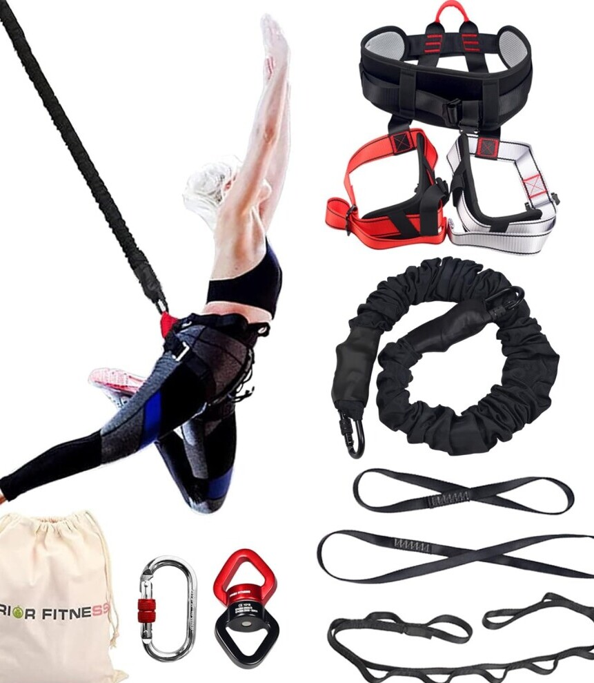 At Home bungee fitness kit with harness and cords
