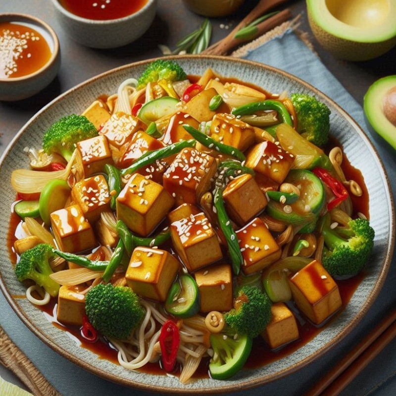 2. Tofu stir Fry with Peanut Sauce
